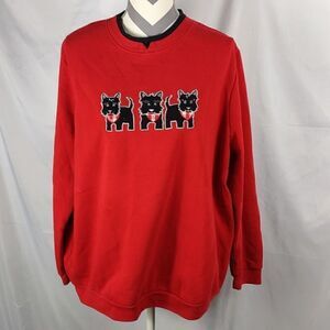 Bon Worth Red "Scotty" Embroidered Sweatshirt